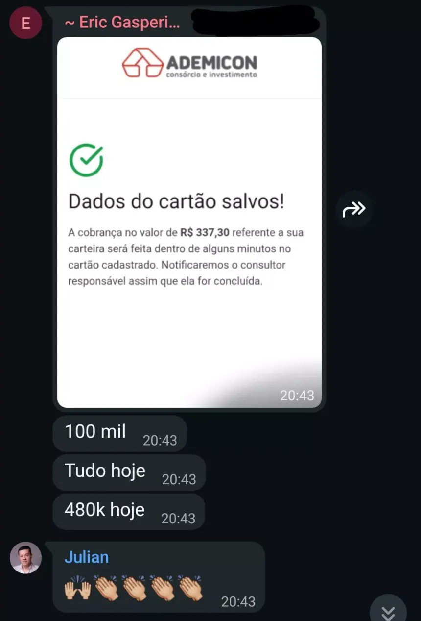 Eric Gasperini: 100 mil e 480k no mesmo dia